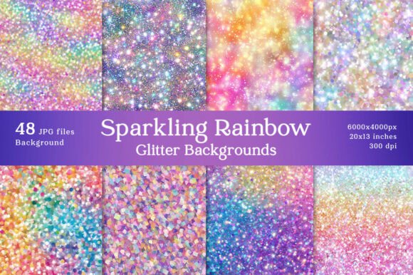 48 Sparkling Rainbow Glitter Backgrounds: A Creative Toolkit