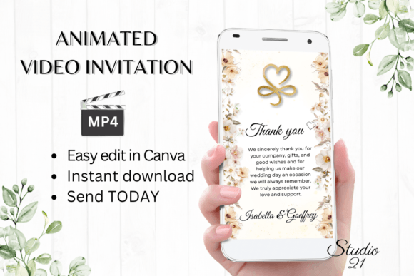 Boho Wedding Thank You Card W9304TU: Your Elegant Digital Solution