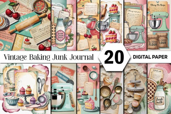 Charming Vintage Baking Junk Journal Backgrounds
