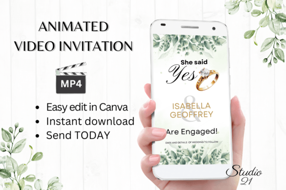 Classic Engagement Announcement W1408B: A Digital Invitation Template