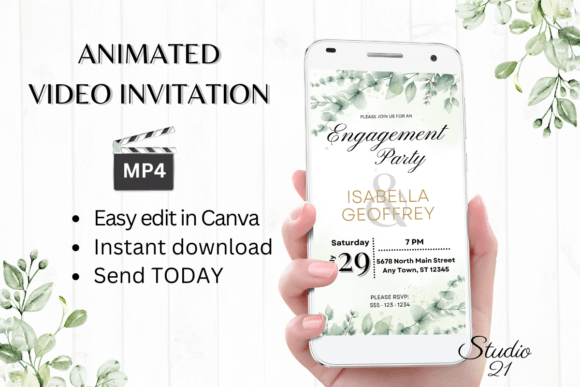Classic Engagement Party Invite W1402: A Digital Template for Modern Celebrations