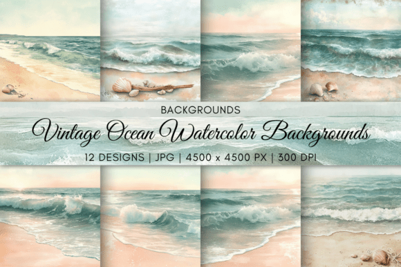 Drift into Coastal Calm: Vintage Ocean Watercolor Backgrounds