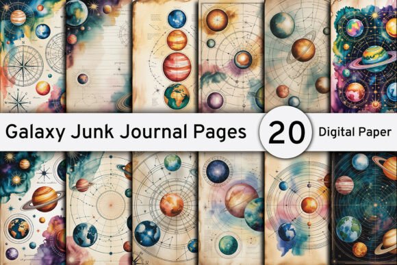 Galaxy Junk Journal Page Backgrounds: Effortless Cosmic Designs