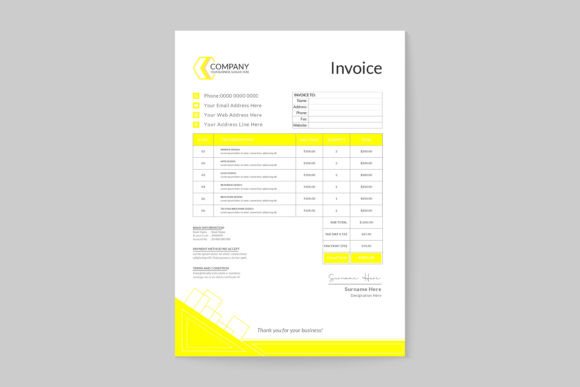 Invoice Professional Business: Yellow Branding for Bold Impact
