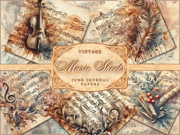 Music Sheet Backgrounds Junk Journal Kit: A Symphony of Nostalgia