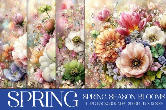Spring Season Blooms Backgrounds, S3: A Designer's Floral Toolkit