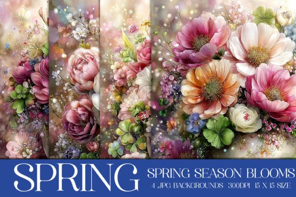 Spring Season Blooms Backgrounds, S4: A Creative Toolkit