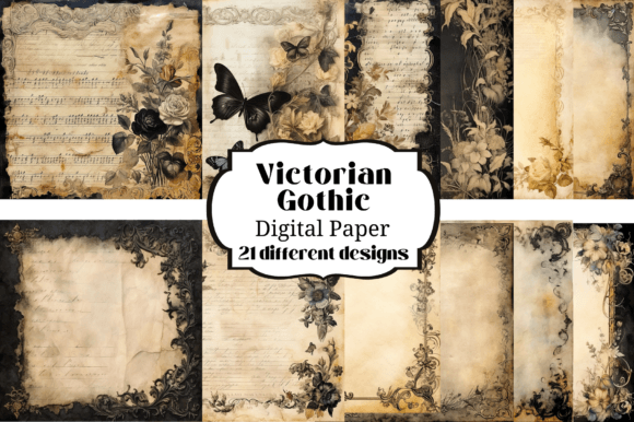 Victorian Goth Digital Paper Backgrounds: 21 Stunning Designs