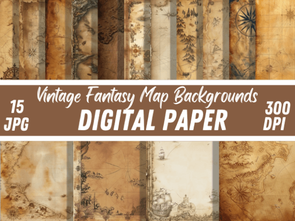 Vintage Fantasy Maps: Antique Backgrounds for Creative Projects